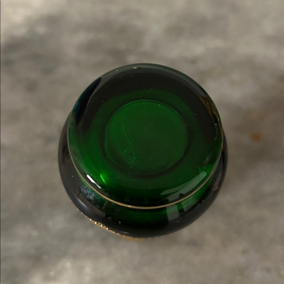 Bohemian Vintage Cobalt blue miniature glass vase, 24k gold enamel green - Picture 6 of 6